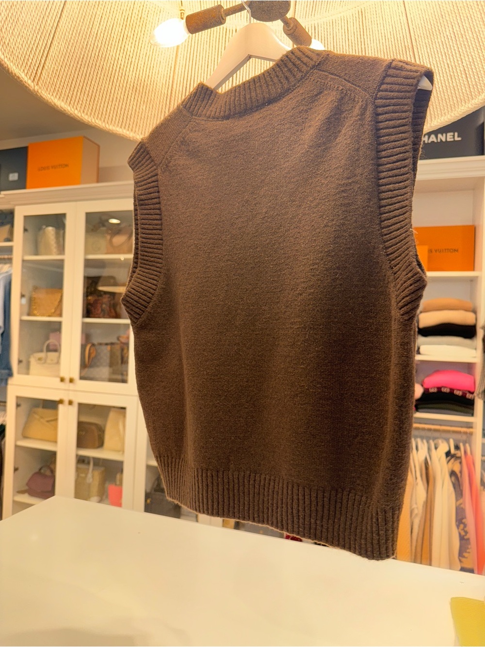 ZARA Brown Knit V-Neck Sleeveless Vest - Picture 5 of 8